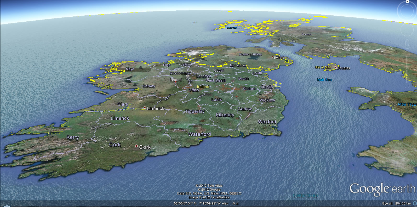 irlanda yeryuzu haritasi